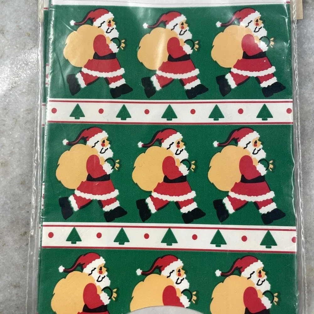 Vtg‎ 1989 Christmas Jeanmarie 3 Poly-Lined Cookie Treat Candy Bakery Gift Bags